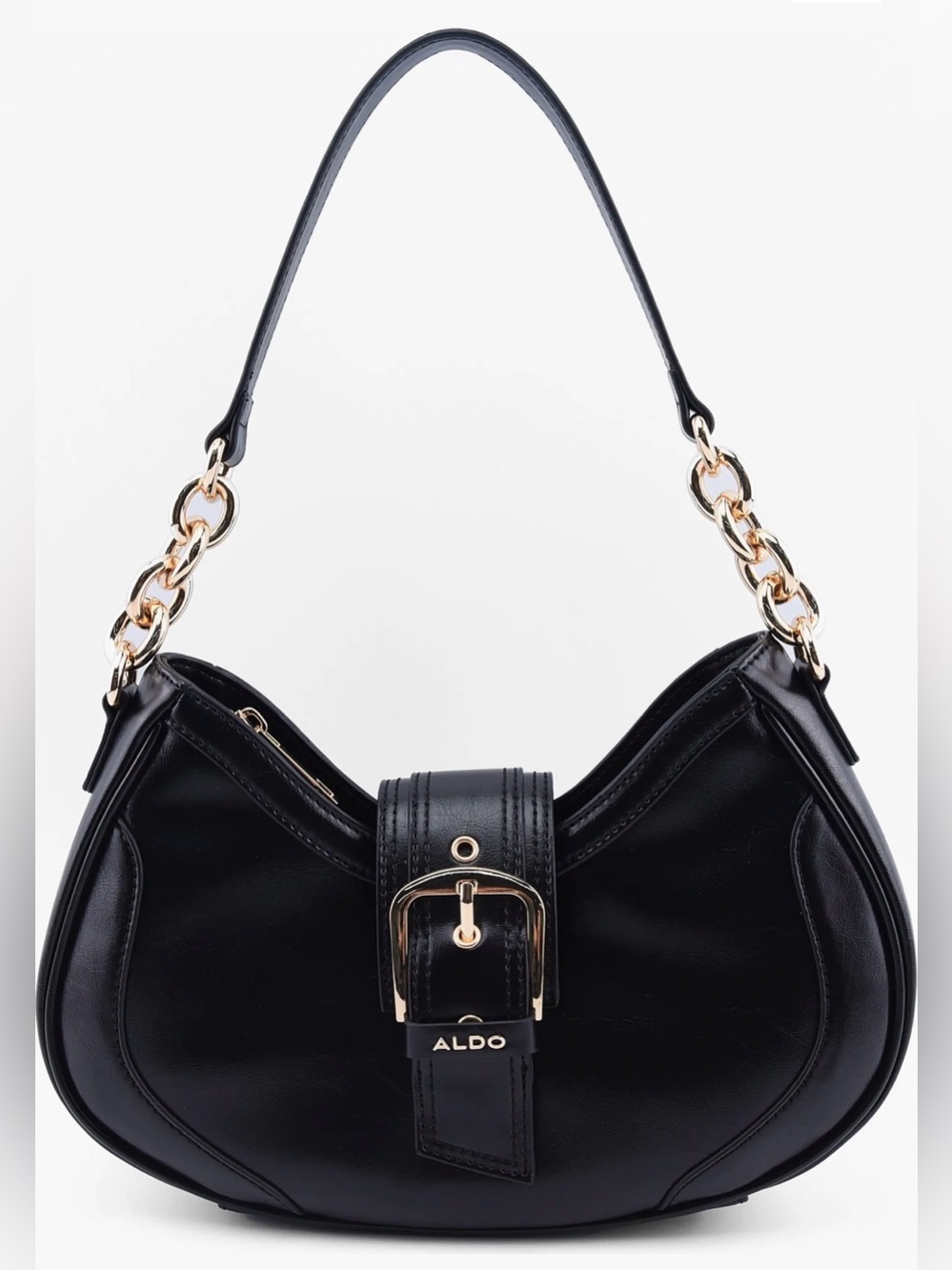 Aldo Bixhoma Black Shoulder Bag Purse Gold Chain Y2K Vibes NWT
